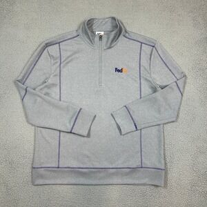 FedEx Half Zip Pullover Activewear Jacket Mens XL Gray Half Zip Stretch